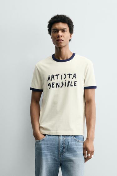 CONTRAST RIB T-SHIRT SAMUEL DE SABOIA X ZARA - Oyster-white by Zara