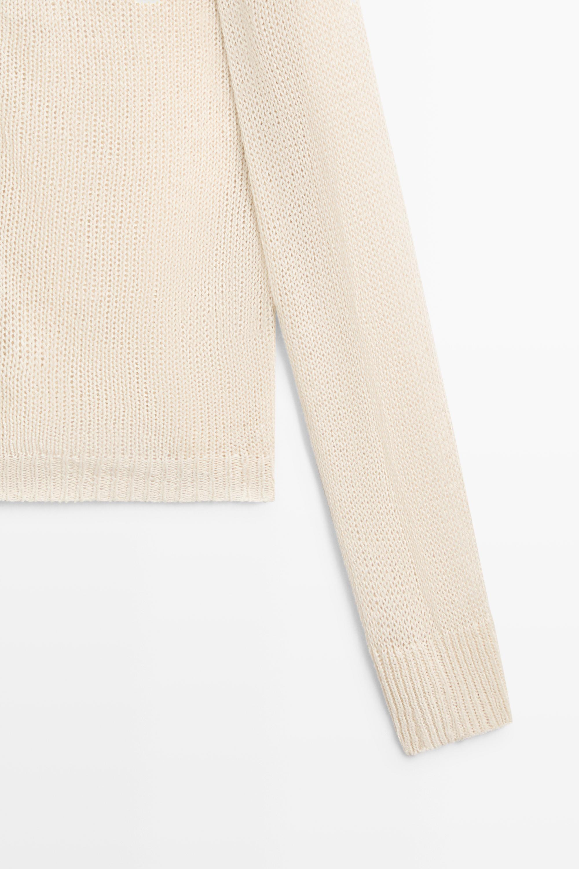 100% linen knit zip-up cardigan