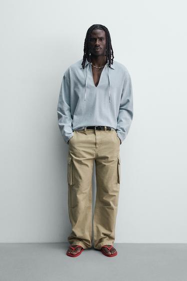 LIGHTWEIGHT DENIM POLO SHIRT - Sky blue by Zara - Image 0