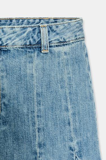 JUPE EN JEAN TRF À GODETS - Bleu de Zara - Image 6