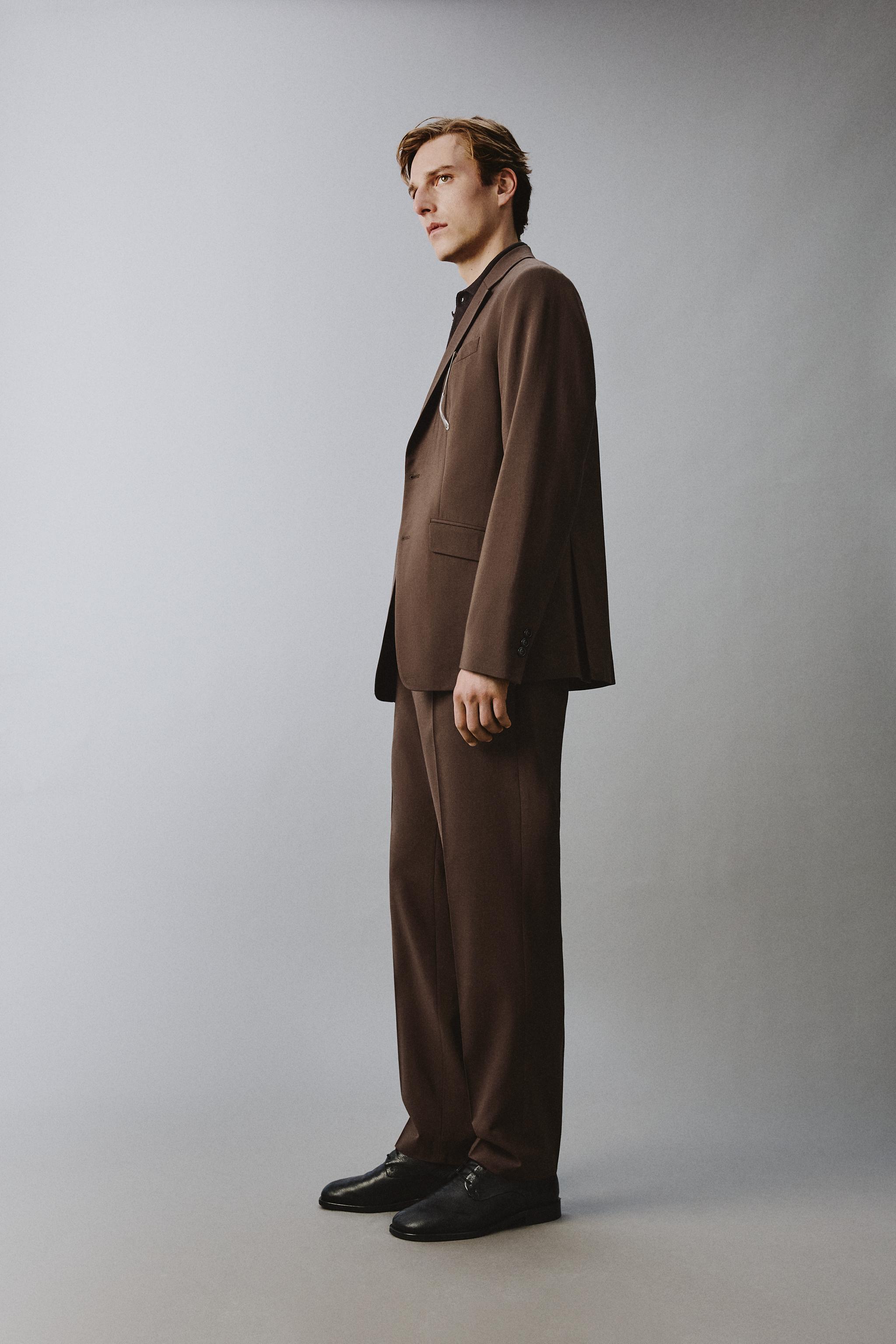 レギュラーフィット スーツブレザー - ブラウン | ZARA Japan / 日本
