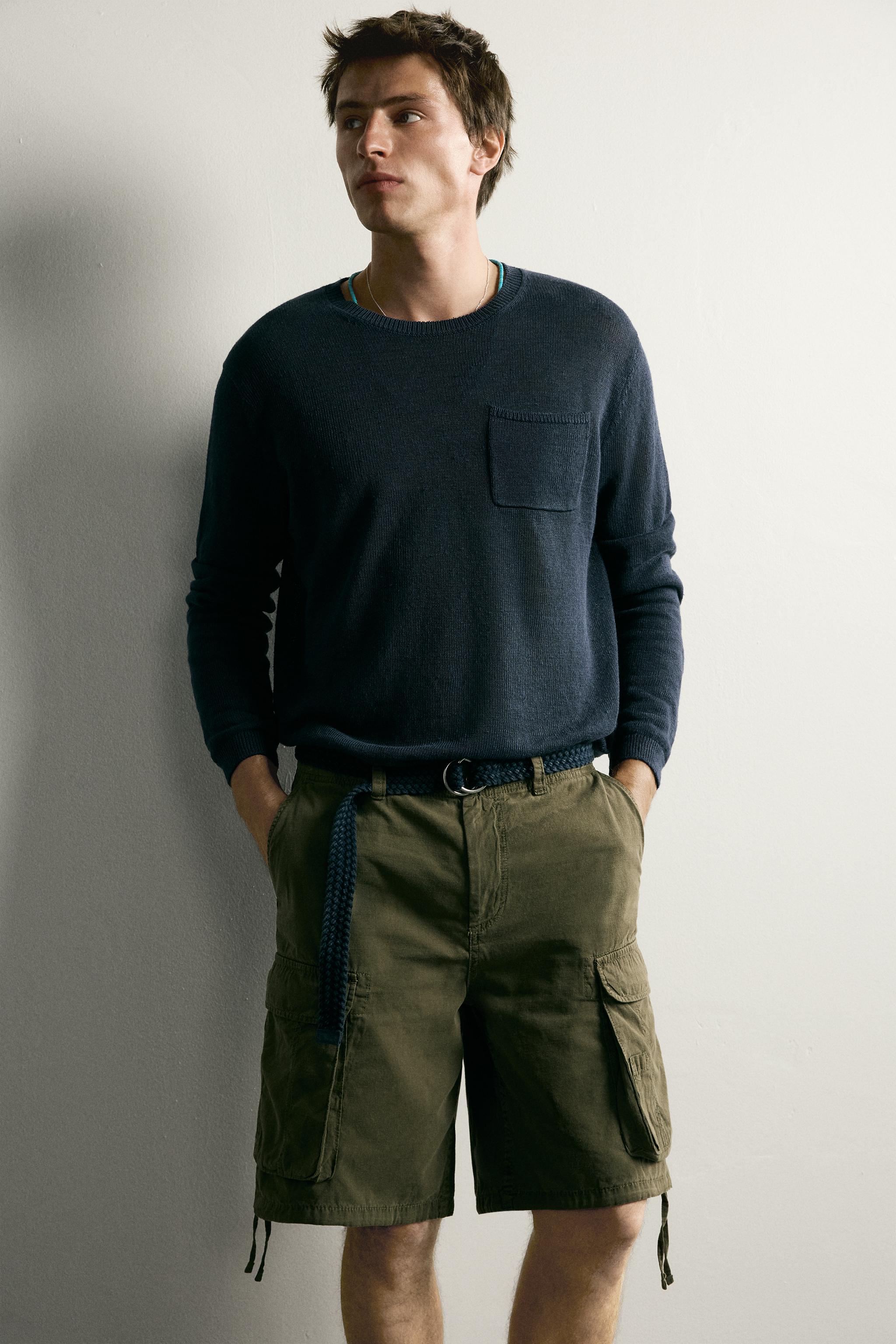 Мужские шорты Zara REGULAR FIT CARGO SHORTS WITH TABS — фото 6