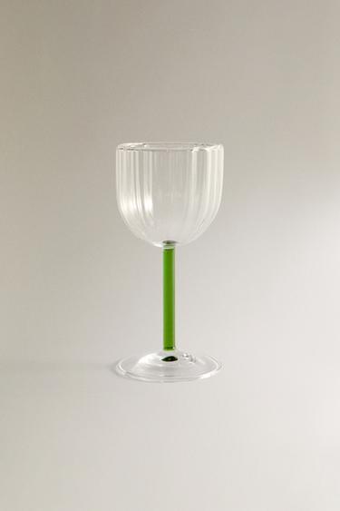 BOROSILICATE GLASS WITH COLOURED STEM - Green by Zara
