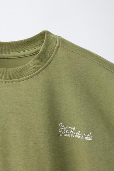 INTERLOCK T-SHIRT - washed green by Zara - Image 2
