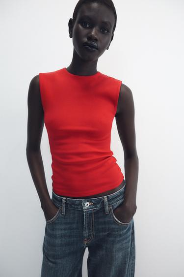 SLEEVELESS TOP - Red by Zara