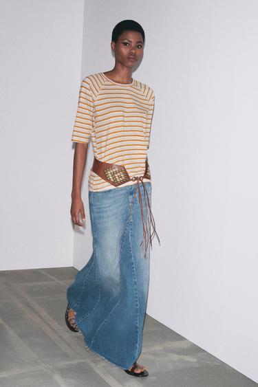 CAMISETA RAYAS - blanco-naranja de Zara