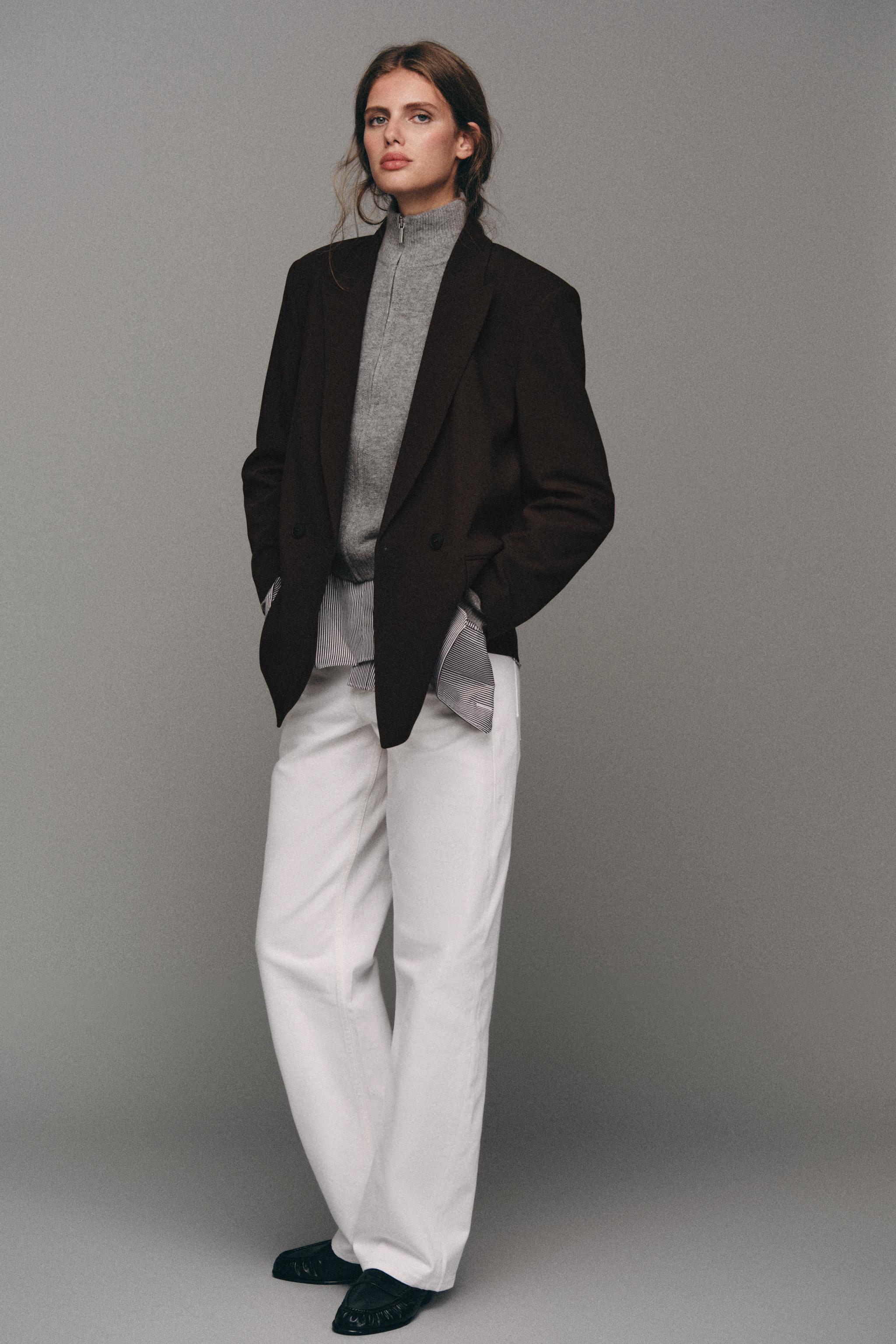 Zara KAZAYAĞI DESENLİ OVERSIZE KRUVAZE BLAZER görsel 8