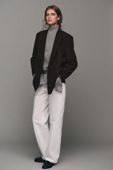 Zara OVERSIZED DOUBLE-BREASTED BLAZER - Brown