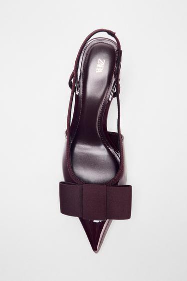SLINGBACK HEELED SHOES WITH BOW - Burgundy Red by Zara