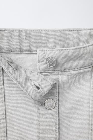 JUPE EN DENIM À COUPES EFFILOCHÉES - Gris perle de Zara - Image 2
