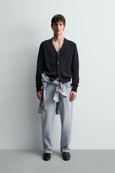 Zara COTTON - LINEN BLEND CARDIGAN LIMITED EDITION - Navy blue - Image 0