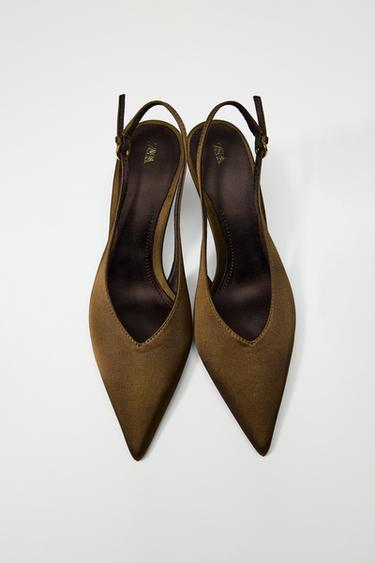 ZAPATO TACÓN EFECTO SATINADO - Marrón de Zara