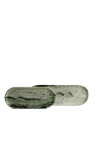 MARBLE ELONGATED TRAY - Greens by Zara