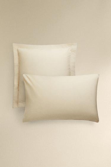 Zara PERCALE COTTON PILLOWCASE (200 THREAD COUNT) - Beige - Image 0