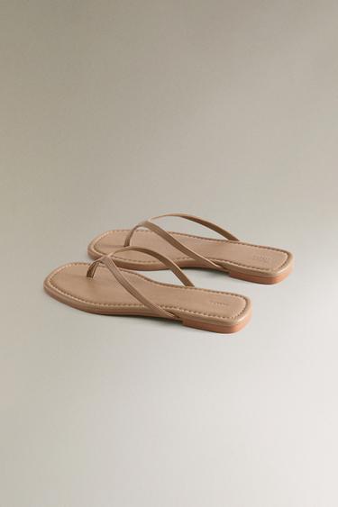 SANDALE MINIMALISTE CUIR - Gris taupe de Zara - Image 4