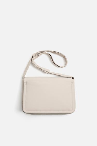 NYLON CROSSBODY BAG WITH FLAP - Bone White by Zara