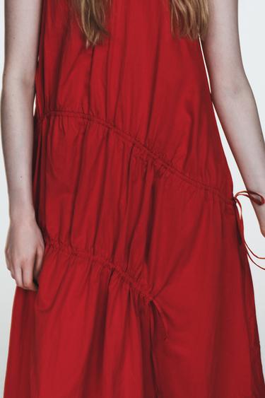 NYLON MIDI DRESS WITH TIES - Red by Zara - Image 2