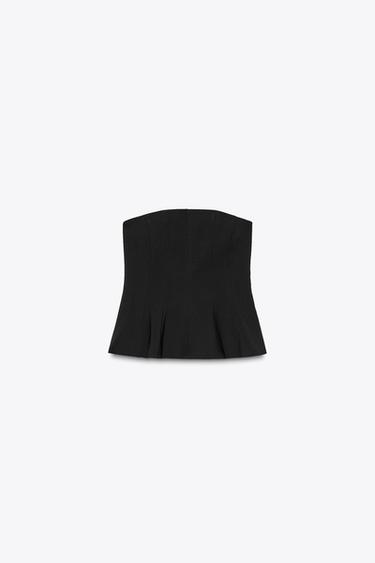 PEPLUM BANDEAU TOP - Black by Zara