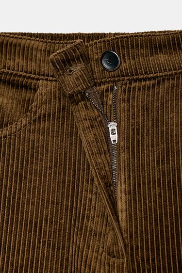 Zara ZW COLLECTION WIDE LEG CORDUROY PANTS - Olive green