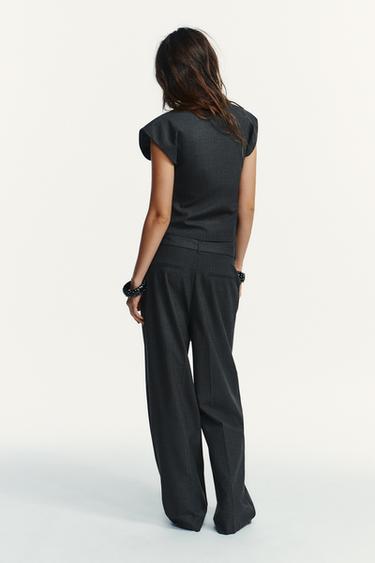 PANTALON À RAYURES TENNIS AVEC CEINTURE - Plomb de Zara - Image 3