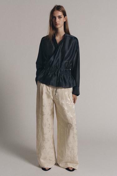 SOEPELVALLENDE OVERSLAGBLOUSE ZW COLLECTION - Grijs / Blauw van Zara