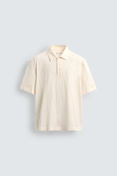 SEERSUCKER POLO SHIRT - White by Zara - Image 6