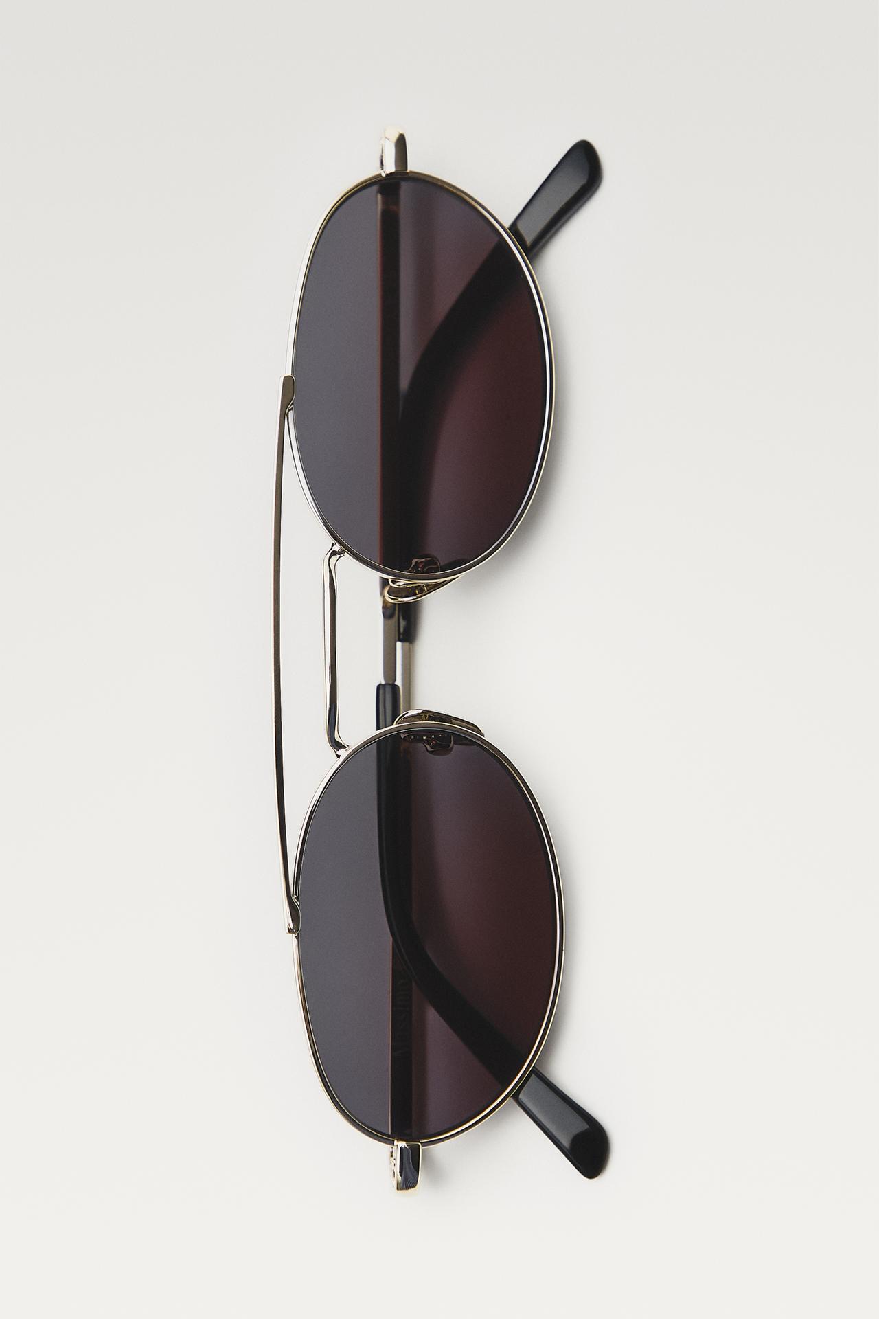 Double bridge oval sunglasses — Silver