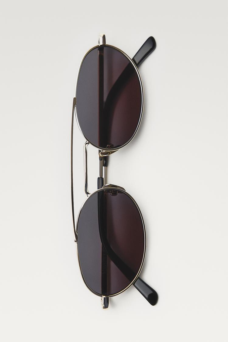 Double bridge oval sunglasses — Silver