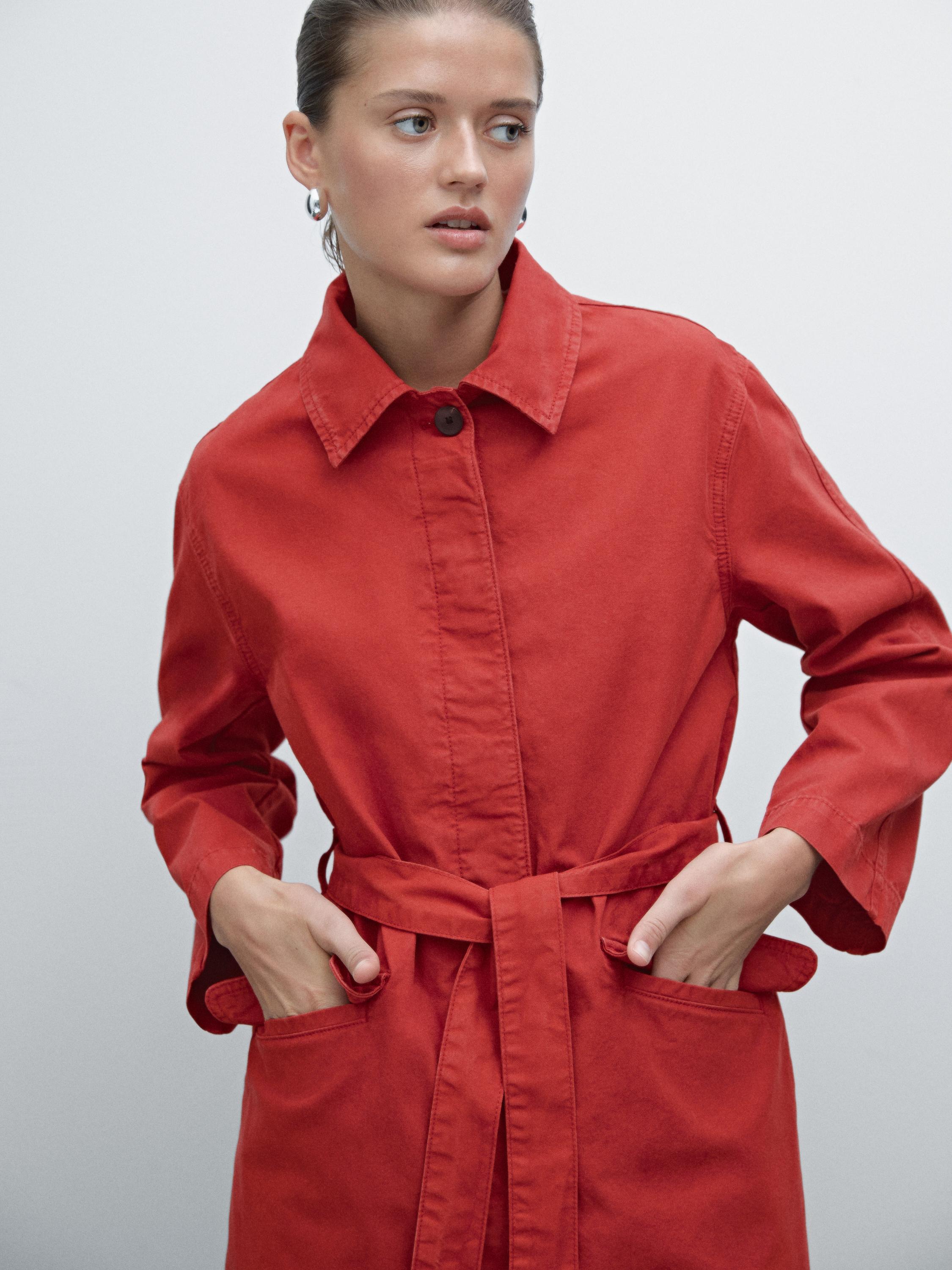 100% cotton trench coat - Red | ZARA United States 100% cotton trench coat - Red | ZARA United States