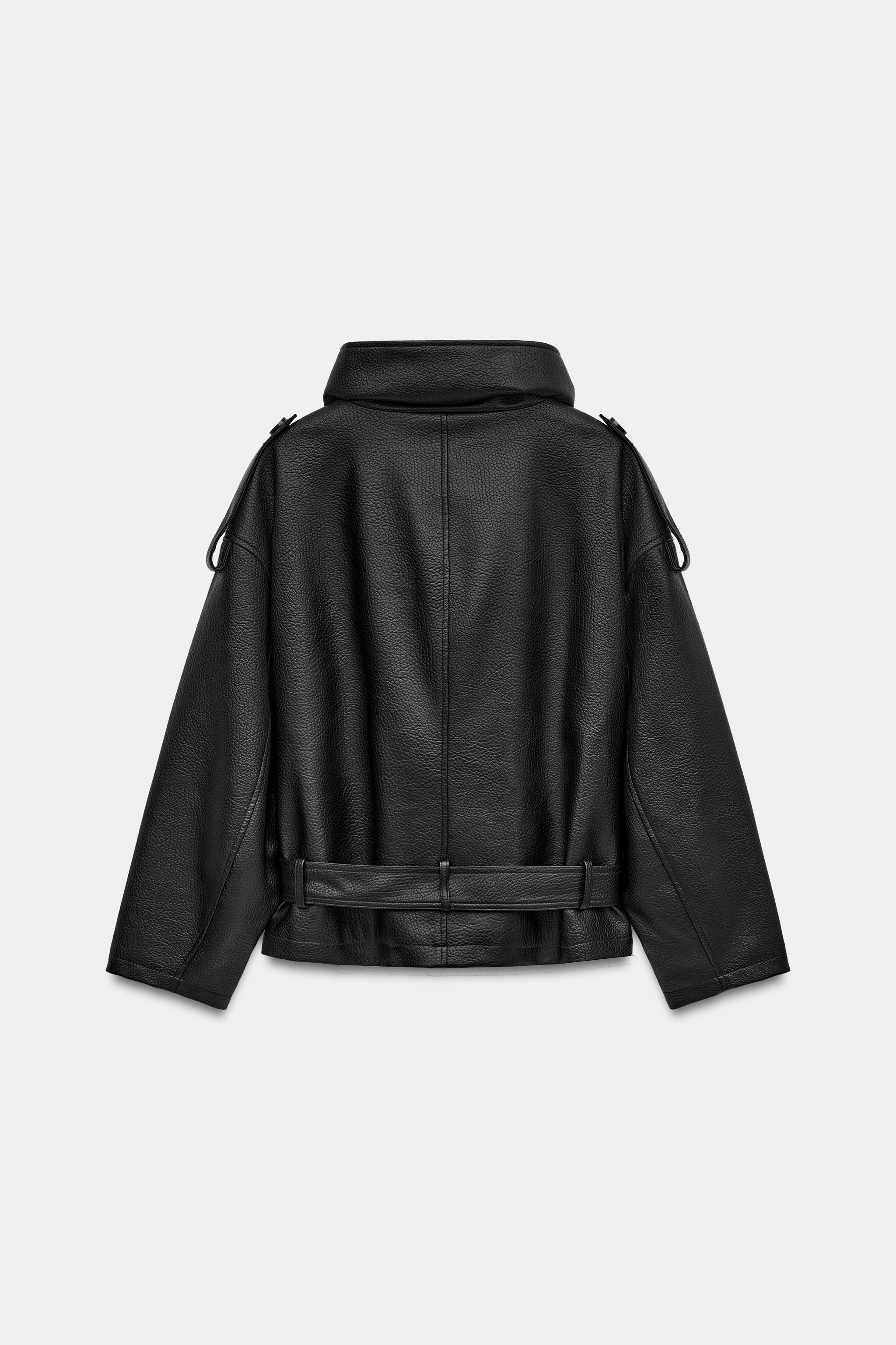 ベルト付きフェイクレザー ジャケット - ブラック | ZARA Japan / 日本