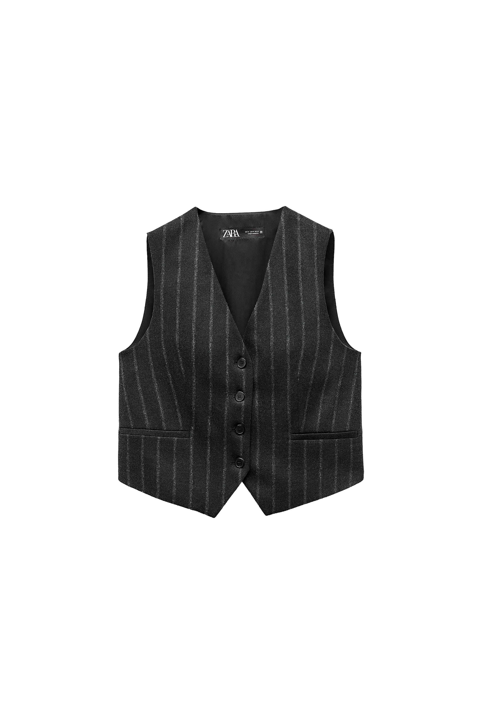 【美品】【ZARA/ザラ】SHORT WAISTCOAT WITH FLAPS SHORT WAISTCOAT WITH FLAPS - Dark green | ZARA Australia