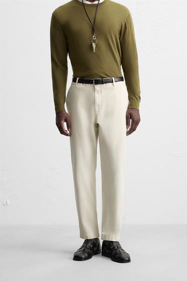 TWILL CHINO TROUSERS - Oyster-white by Zara