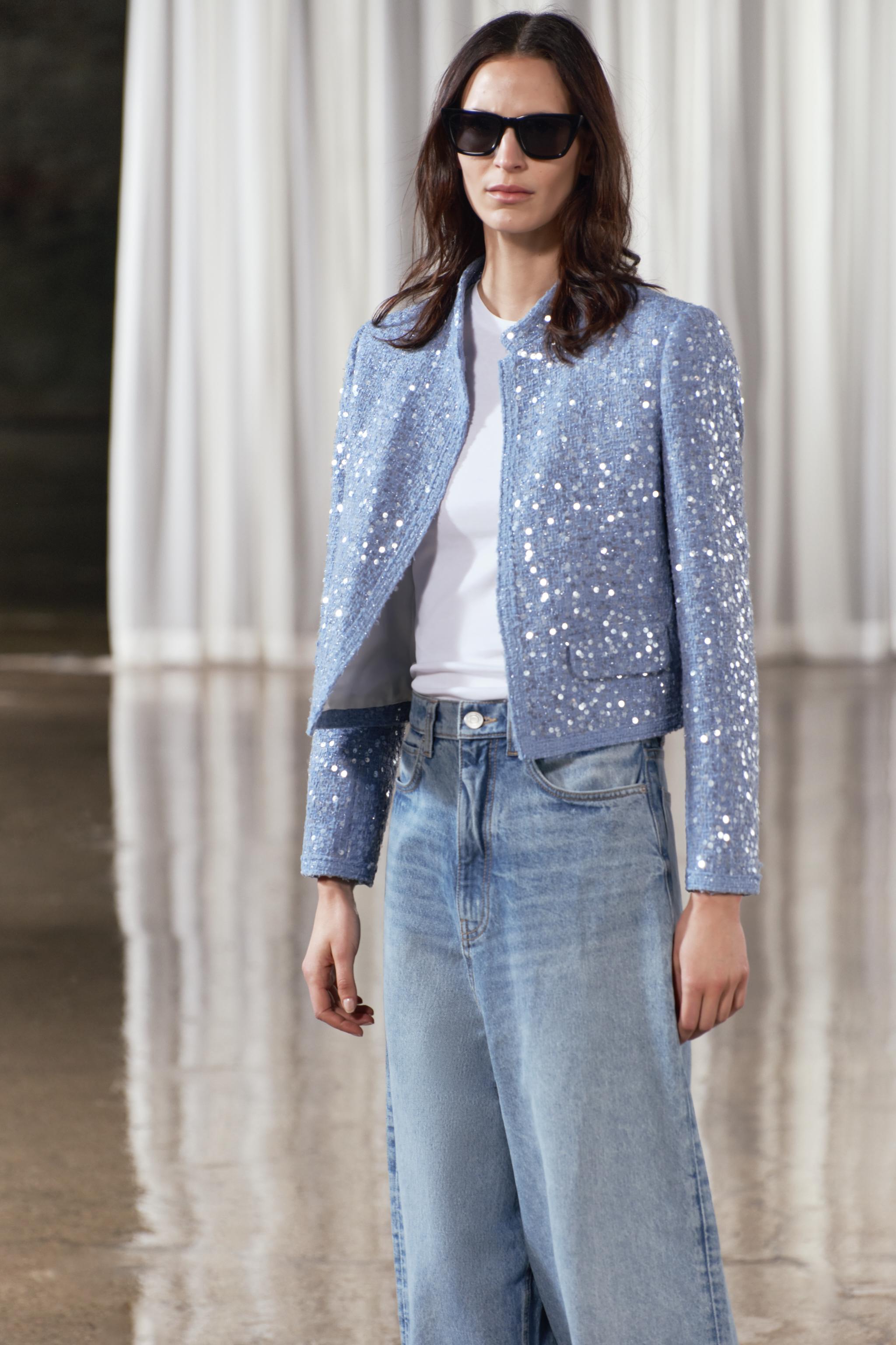 SEQUIN JACKET ZW COLLECTION - Light blue | ZARA United States