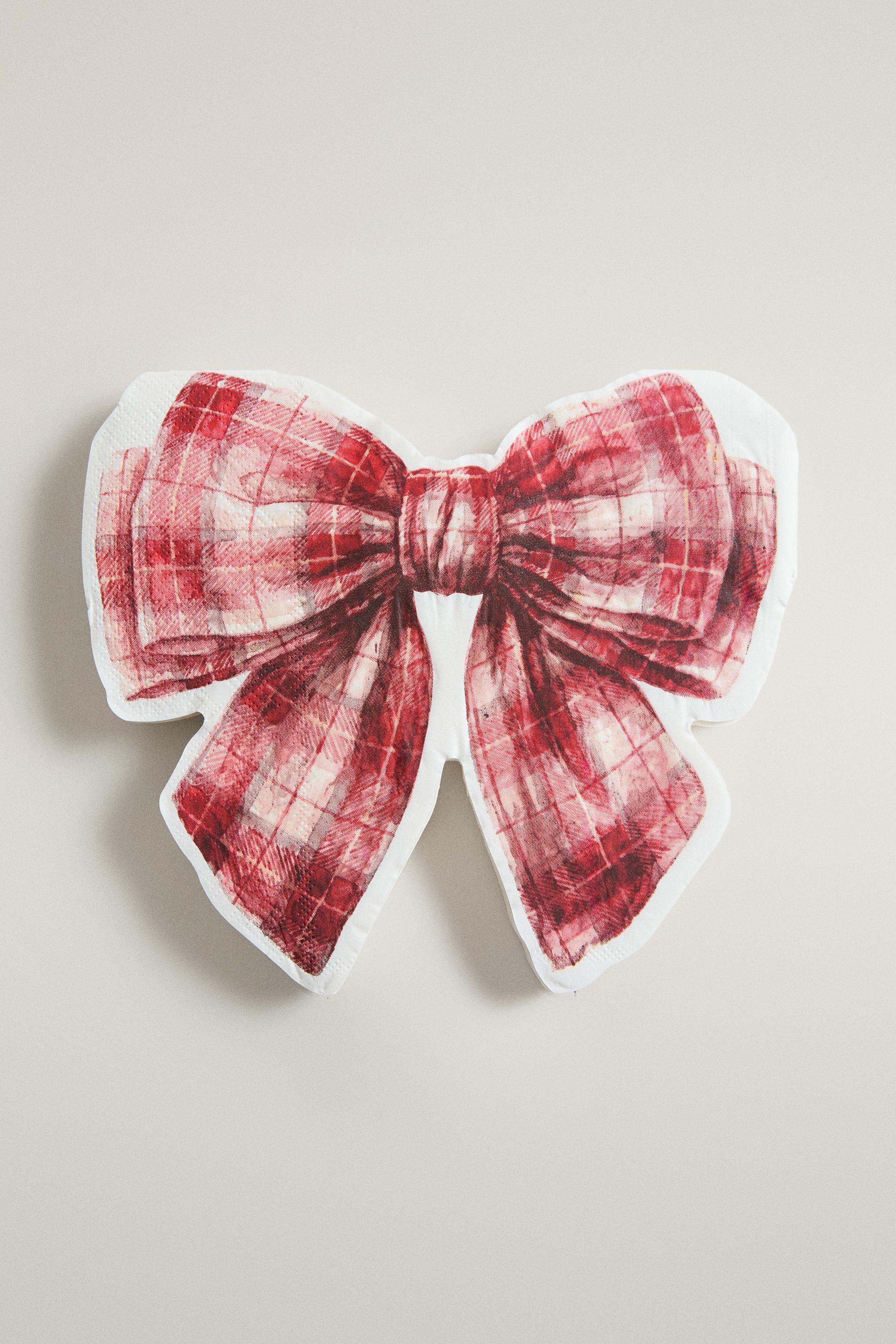 PACK SERVIETTES DE TABLE PAPIER NŒUD NOËL (LOT DE 20)