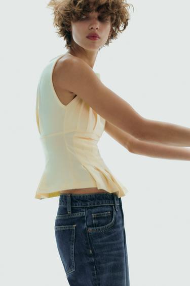 PLEATED ZIP T-SHIRT - Yellow by Zara - Image 2