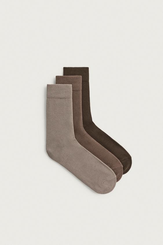 CALCETINES ESTRUCTURA PACK 3 - Marrón de Zara - Imagen 0