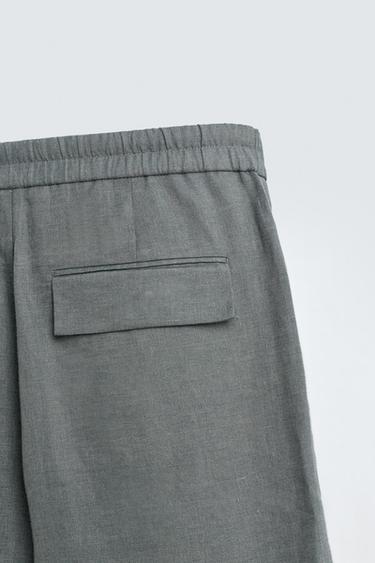 100% LINEN SUIT TROUSERS - washed green by Zara - Image 8