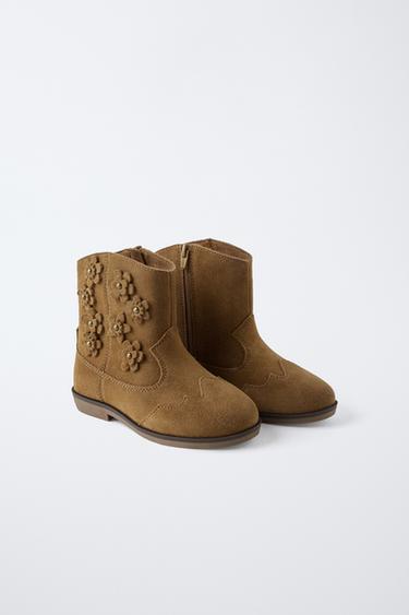 Zara LEATHER COWBOY BOOTS - Sandy Brown