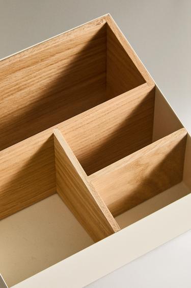 WOOD AND METAL ORGANISER BOX - White by Zara - Image 2