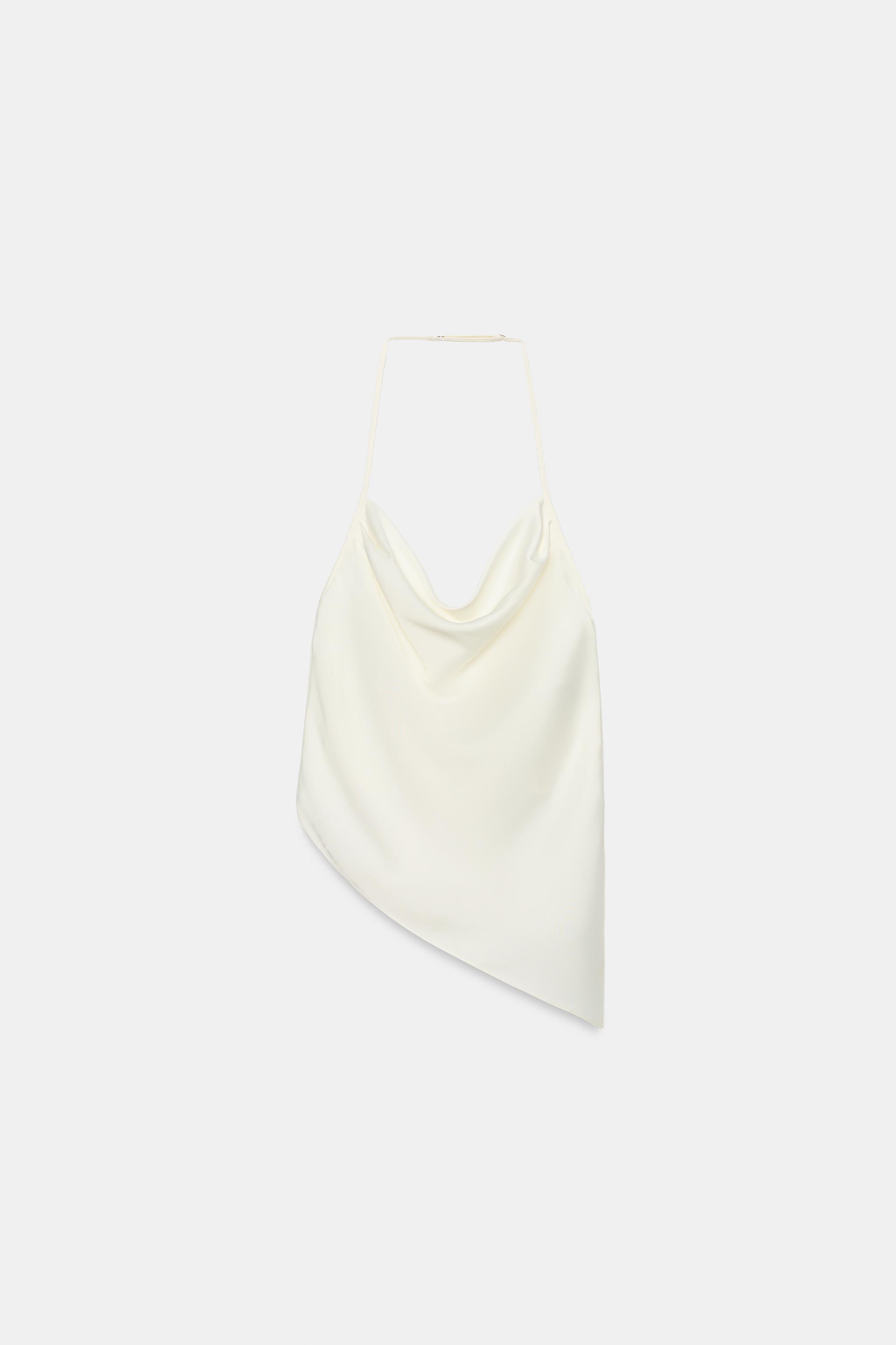 SATIN-EFFECT HALTER TOP