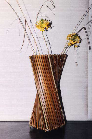 BAMBOO FIBRE UMBRELLA STAND BASKET - Brown by Zara