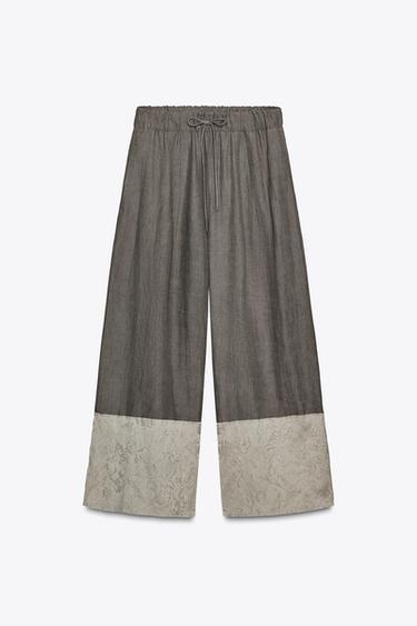JACQUARD COMBINATION TROUSERS ZW COLLECTION - Grey marl by Zara - Image 3