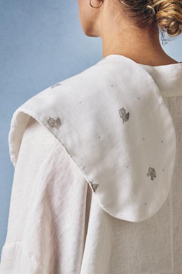 BABADOR DE BEBÊ DE OMBRO COM ELEFANTES - Branco-marfim da Zara