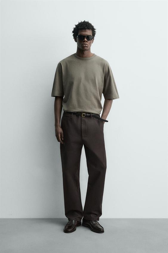 CAMISETA BOXY FIT HEAVYWEIGHT - Verde gris de Zara - Imagen 0