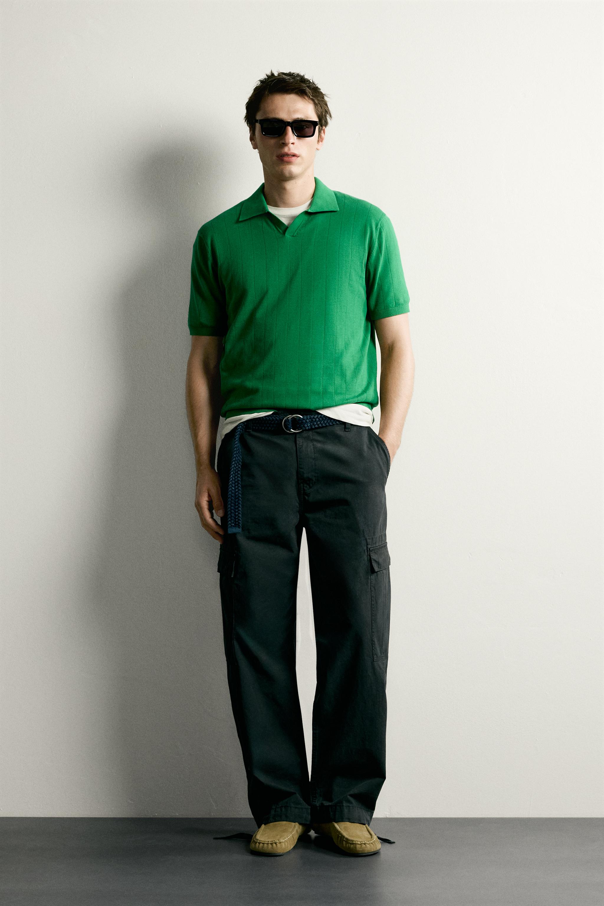 Zara REGULAR FIT FİTİLLİ TRİKO POLO T-SHIRT