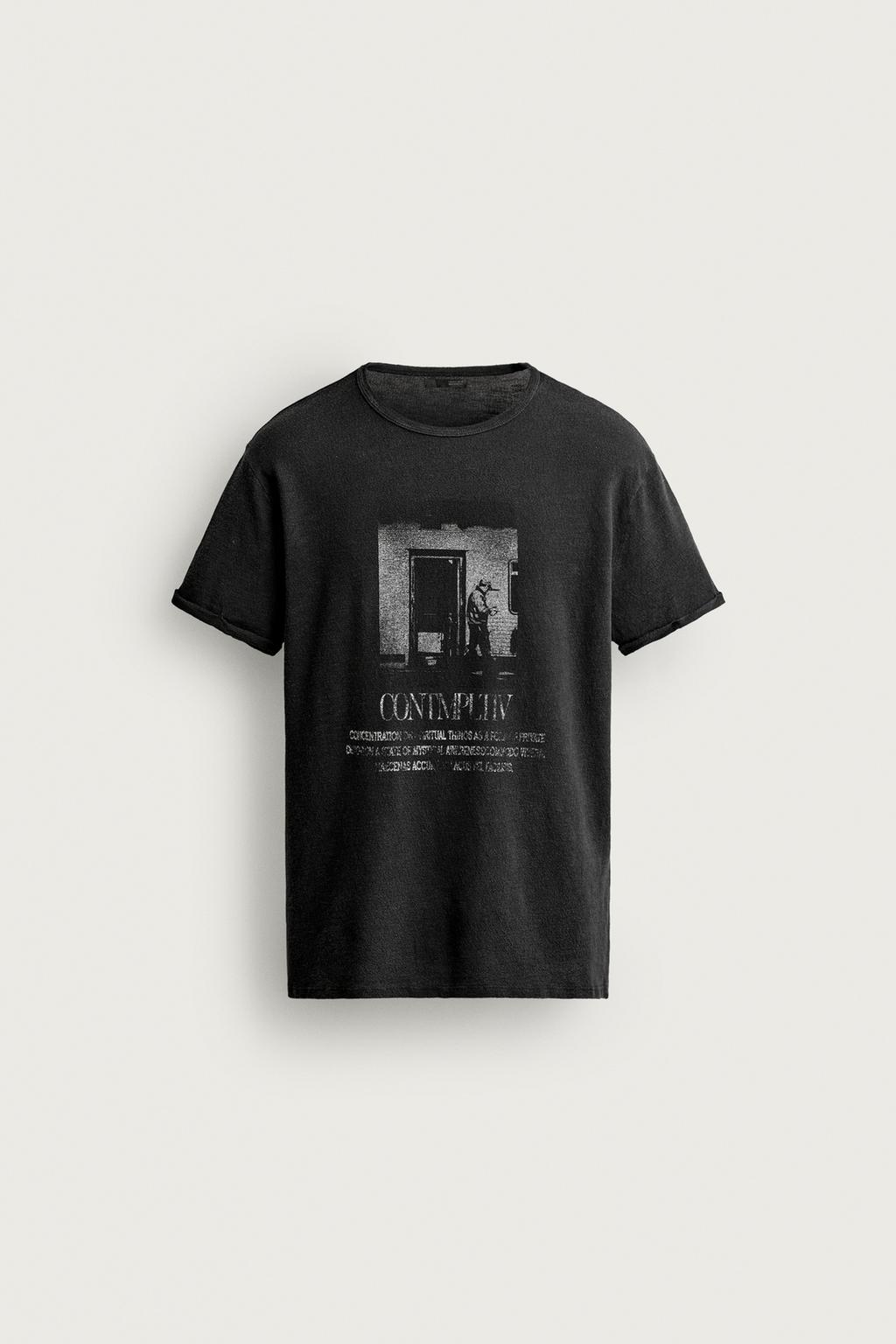 WASHED PRINT KNIT T-SHIRT