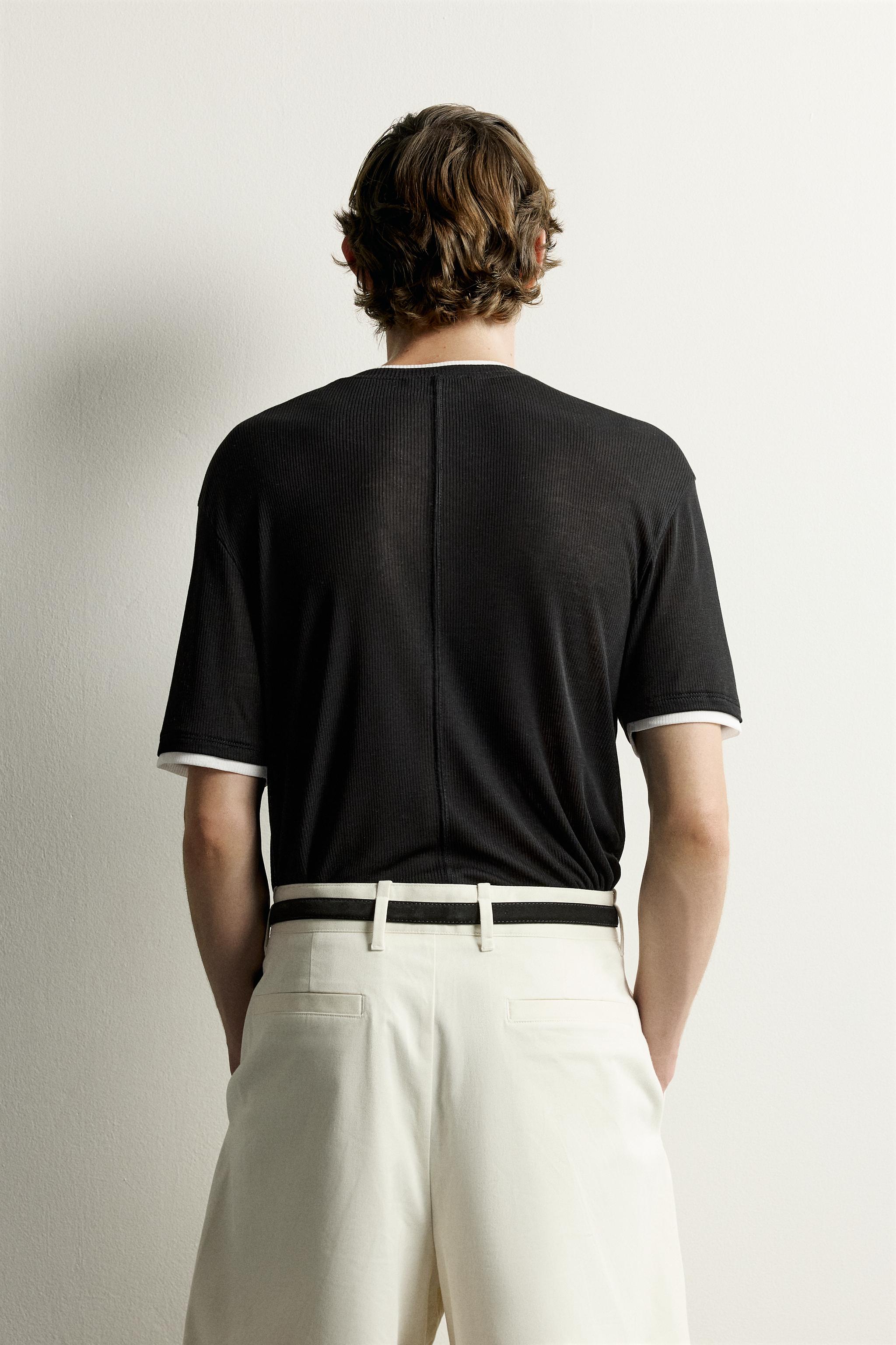 Zara KONTRAST RELAXED FIT T-SHIRT görsel 3