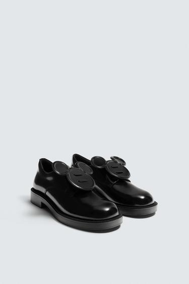 Zara HARRY LAMBERT FOR ZARA x DISNEY LACED LEATHER MOCCASINS - Black