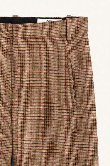 PANTALON FLARE À CARREAUX EN LAINE ÉDITION LIMITÉE - Marron de Zara - Image 5