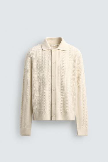 CÁRDIGAN ESTRUCTURA TRENZAS - Crudo de Zara - Imagen 0